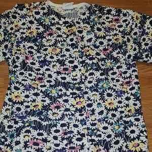 Floral Scrub Top Size Small - Multicolor